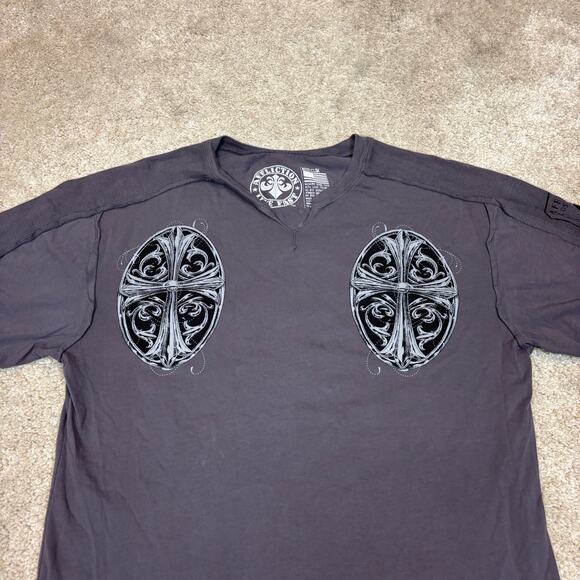NWT Affliction Aficionados Cross T Shirt Jesse Pinkman Grunge y2k Men Medium - Picture 3 of 9